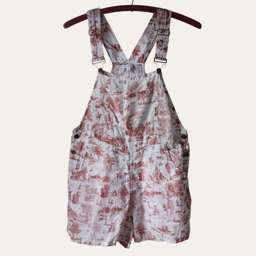 WeWoreWhat Basic Linen Overall Shorts in Vintage Terracotta Toil 🏺